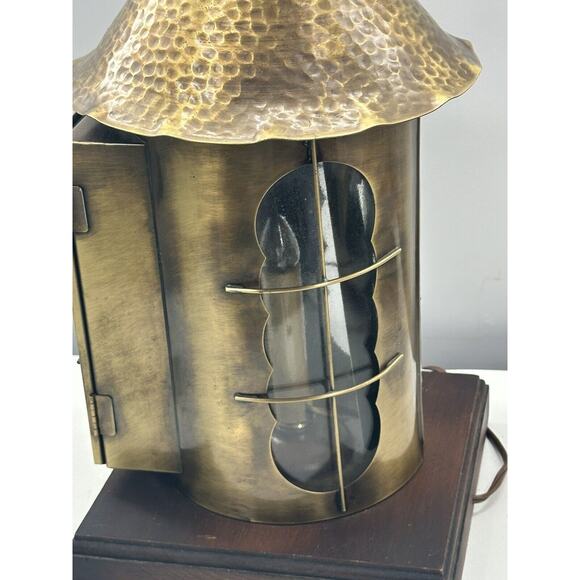 Federal Eagle Lantern Lamp Antique Brass/Wood American Maritime Patriotic Light - Picture 10 of 16